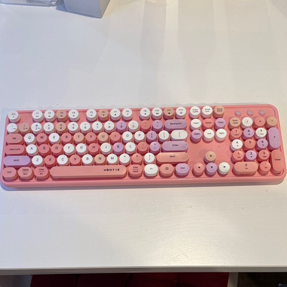 Pink and White Wireless Keyboard